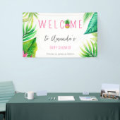 パイナップルジャングルパシファイヤーピンクの女の子ベビーシャワー 横断幕 (トレードショー)