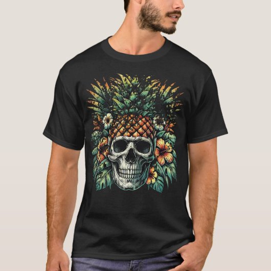 パイナップルスカル 動揺して Tシャツ (正面)
