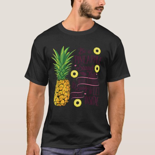 パイナップルスタンド背の高い衣服王冠と汗になる Tシャツ (正面)
