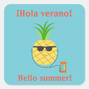 パイナップルスペインのの「こんにちは夏」シール スクエアシール
