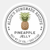 パイナップルゼリー缶詰ラベル自家製レシピ ラウンドシール (正面)