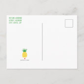 パイナップルタッティフルーツバースデーパーティーブルー インビテーションポストカード (裏面)