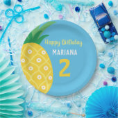 パイナップルタッティフルーツブルーバースデーパーティー ペーパープレート (パーティー)