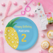 パイナップルタッティフルーツブルーバースデーパーティー ペーパープレート (パーティー)