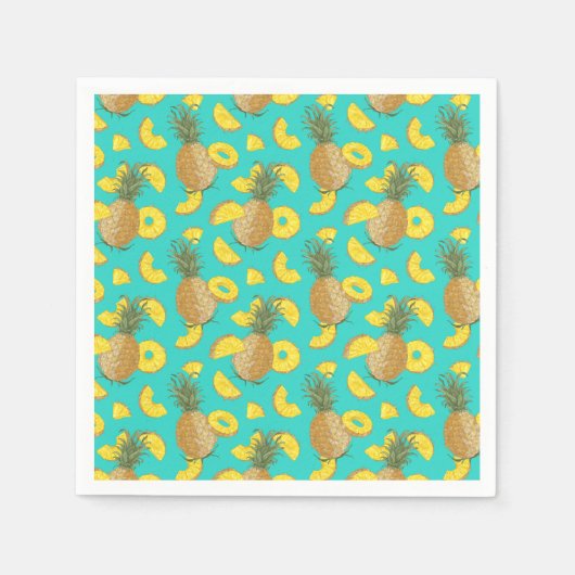 パイナップルターコイズ色 スタンダードカクテルナプキン (正面)