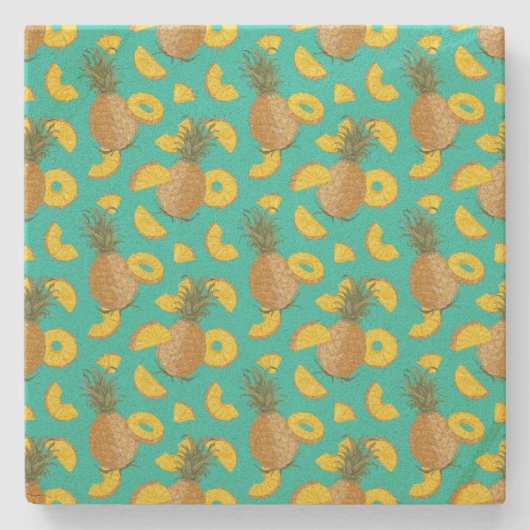パイナップルターコイズ色 ストーンコースター (正面)
