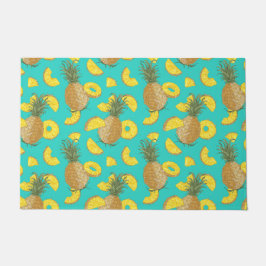 パイナップルターコイズ色 ドアマット