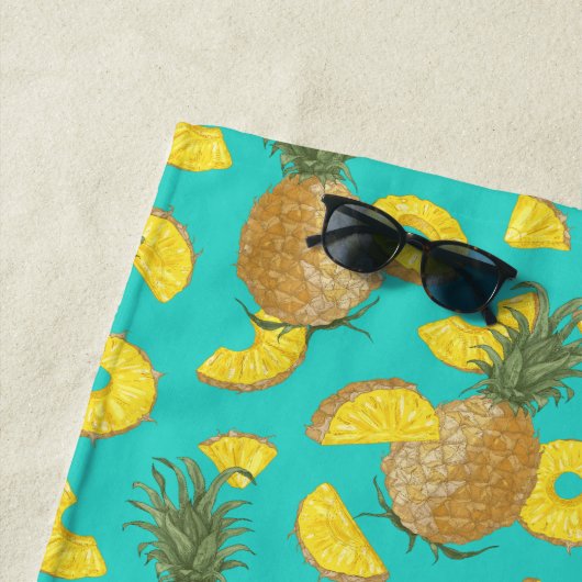 パイナップルターコイズ色 ビーチタオル (インサイチュ)