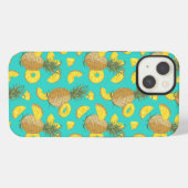 パイナップルターコイズ色 iPhoneケース (裏面横)