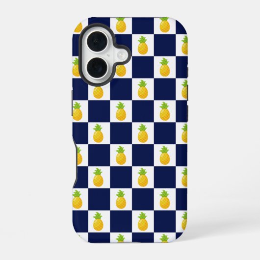パイナップルチェックiPhoneケース iPhone 16ケース (裏面)