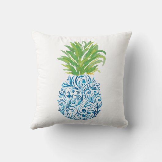 パイナップルチノアセリーブルー名門私立校風のホワイト クッション (裏面)