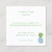 パイナップルチノアセリーブルー名門私立校風のホワイト スクエア名刺 (裏面)