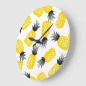 パイナップルテクスチャ、ヴィンテージ夏パターン。 ラージ壁時計 (傾斜)