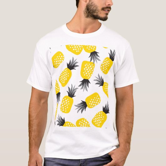 パイナップルテクスチャ、ヴィンテージ夏パターン。 Tシャツ (正面)