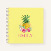 パイナップルトロピカルアロハハワイパーソナライズされたの名前 ノートブック (正面)