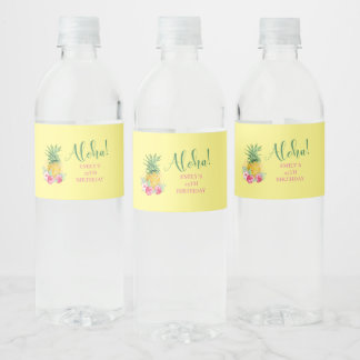 パイナップルトロピカルアロハパーティーハワイ誕生日 ペットボトルラベル
