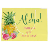 パイナップルトロピカルアロハパーティーハワイ誕生日 ラージペーパーバッグ (裏面)