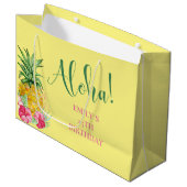 パイナップルトロピカルアロハパーティーハワイ誕生日 ラージペーパーバッグ (正面アングル)