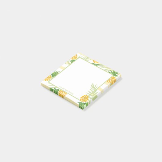 パイナップルトロピカルウォーターカラーイエローストライプ ポストイット (アングル)