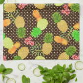 パイナップルドットブラック キッチンタオル (折り畳み)