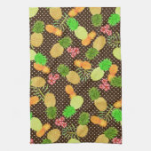 パイナップルドットブラック キッチンタオル (縦)