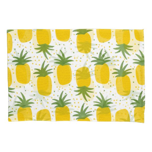 パイナップルドット：夏のフルーツデザイン 枕カバー (正面)