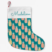 パイナップルドードルパターン|名前の追加 スモールクリスマスストッキング (正面)