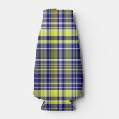 パイナップルネイビーブルーホワイト名門私立校風のマドラスラプレイド ボトルクーラー (正面)