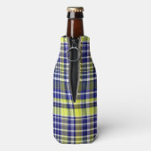 パイナップルネイビーブルーホワイト名門私立校風のマドラスラプレイド ボトルクーラー (ボトル裏面)