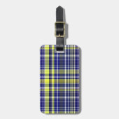 パイナップルネイビーブルーホワイト名門私立校風のマドラスラプレイド ラゲッジタグ (正面縦)