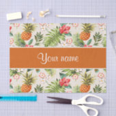 パイナップルハイビスカスおよびやし葉状体 薄葉紙 (クラフト)