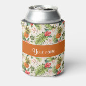 パイナップルハイビスカスとヤシの葉 缶クーラー (缶裏面)