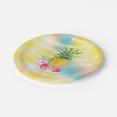 パイナップルハイビスカスウォーターカラーレインボー絞り染め ペーパープレート (アングル)