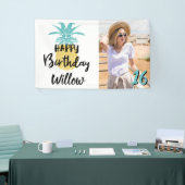 パイナップルハッピーバースデールアウ(ハワイ式宴会)パーティー、任意の年齢 横断幕 (トレードショー)