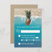 パイナップルハワイアントロピカルビーチ結婚式RSVP 出欠カード (正面/裏面)