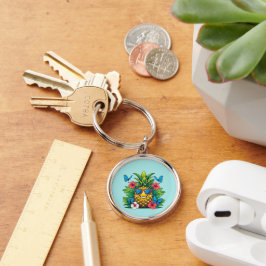 パイナップルバタフライトロピカルチャーム キーホルダー