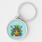 パイナップルバタフライトロピカルチャーム キーホルダー (正面)