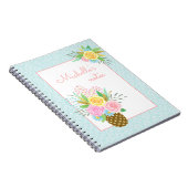 パイナップルバラブーケピンクイエローブルー ノートブック (右側)