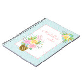 パイナップルバラブーケピンクイエローブルー ノートブック (左側)