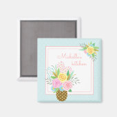 パイナップルバラブーケピンクイエローブルー マグネット (正面/裏面)