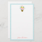 パイナップルバラブーケピンクイエローブルー 便箋 (正面/裏面)