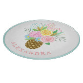 パイナップルバラブーケピンクイエロー カッティングボード (角)