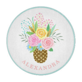 パイナップルバラブーケピンクイエロー カッティングボード