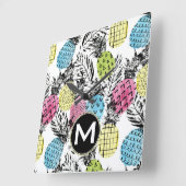 パイナップルパグランジーム |モノグラム スクエア壁時計 (傾斜)