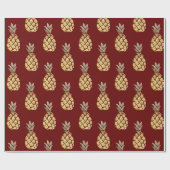 パイナップルパターンカントリーファームハウスレッド ラッピングペーパー (フラット)
