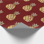 パイナップルパターンカントリーファームハウスレッド ラッピングペーパー (角)