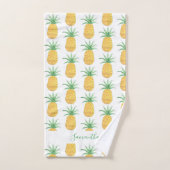 パイナップルパターン名前をカスタムする バスタオルセット (ハンドタオル)