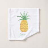 パイナップルパターン名前をカスタムする バスタオルセット (ウォッシュタオル)