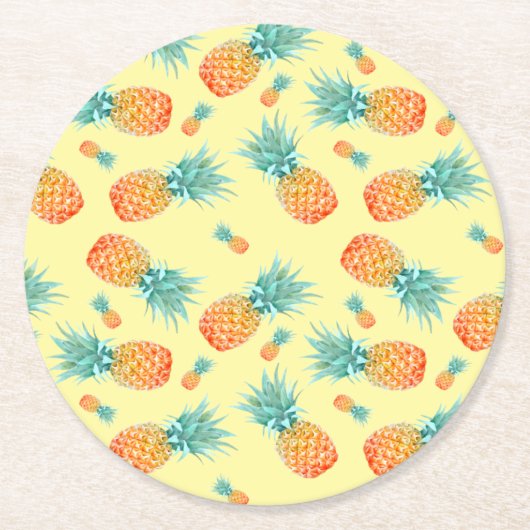 パイナップルパターン ラウンドペーパーコースター (正面)