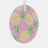 パイナップルパラダイス:トロピカルパターン ガラスオーナメント (正面右)